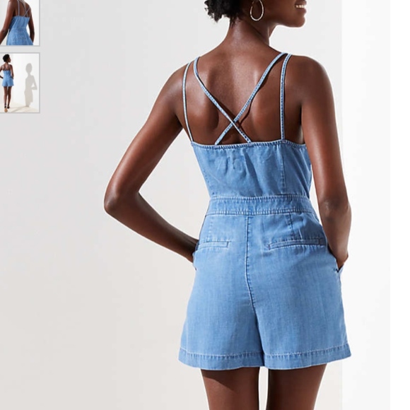LOFT STRAPPY CHAMBRAY ROMPER - Picture 2 of 2